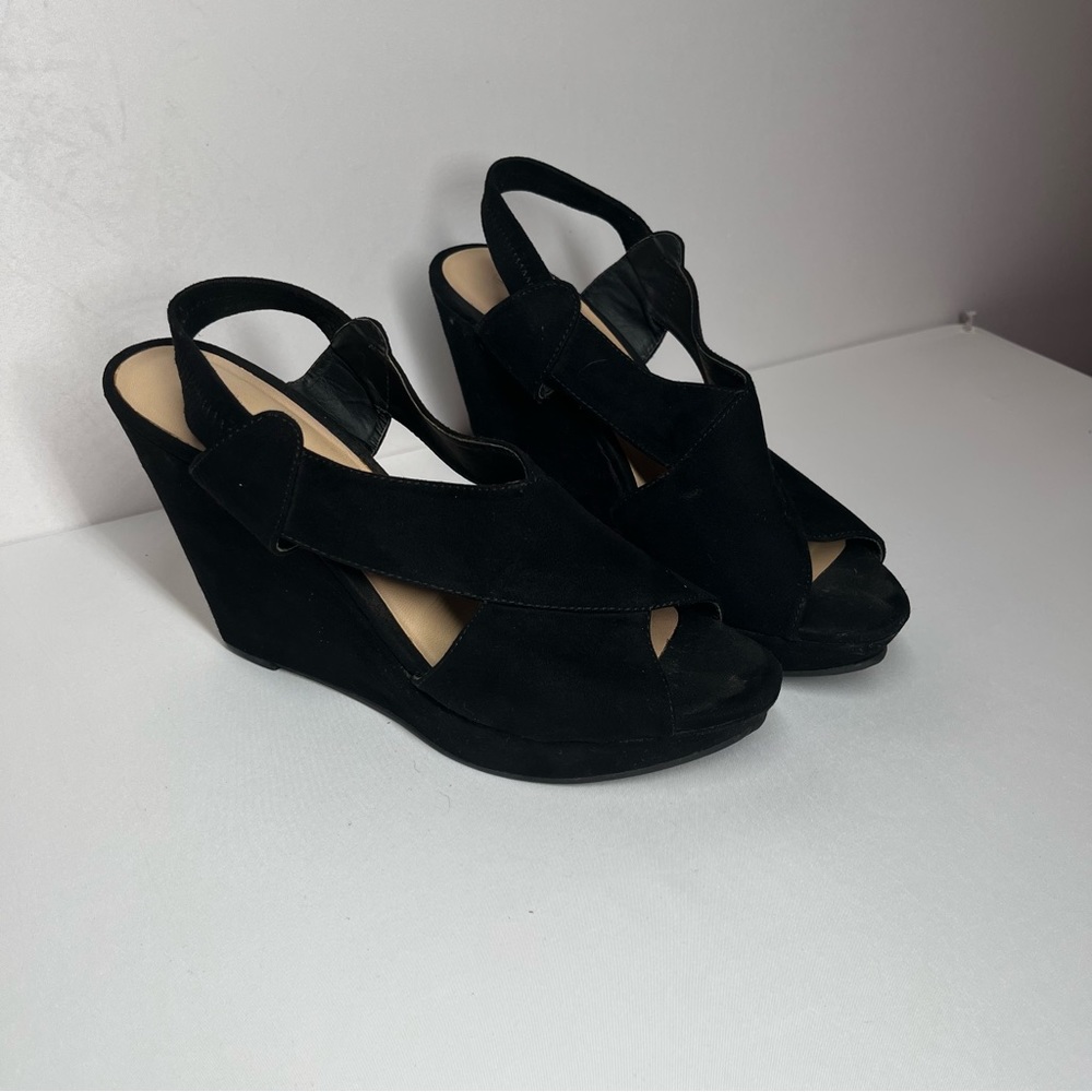 MASSINI BLACK WEDGE SANDALS SIZE 11